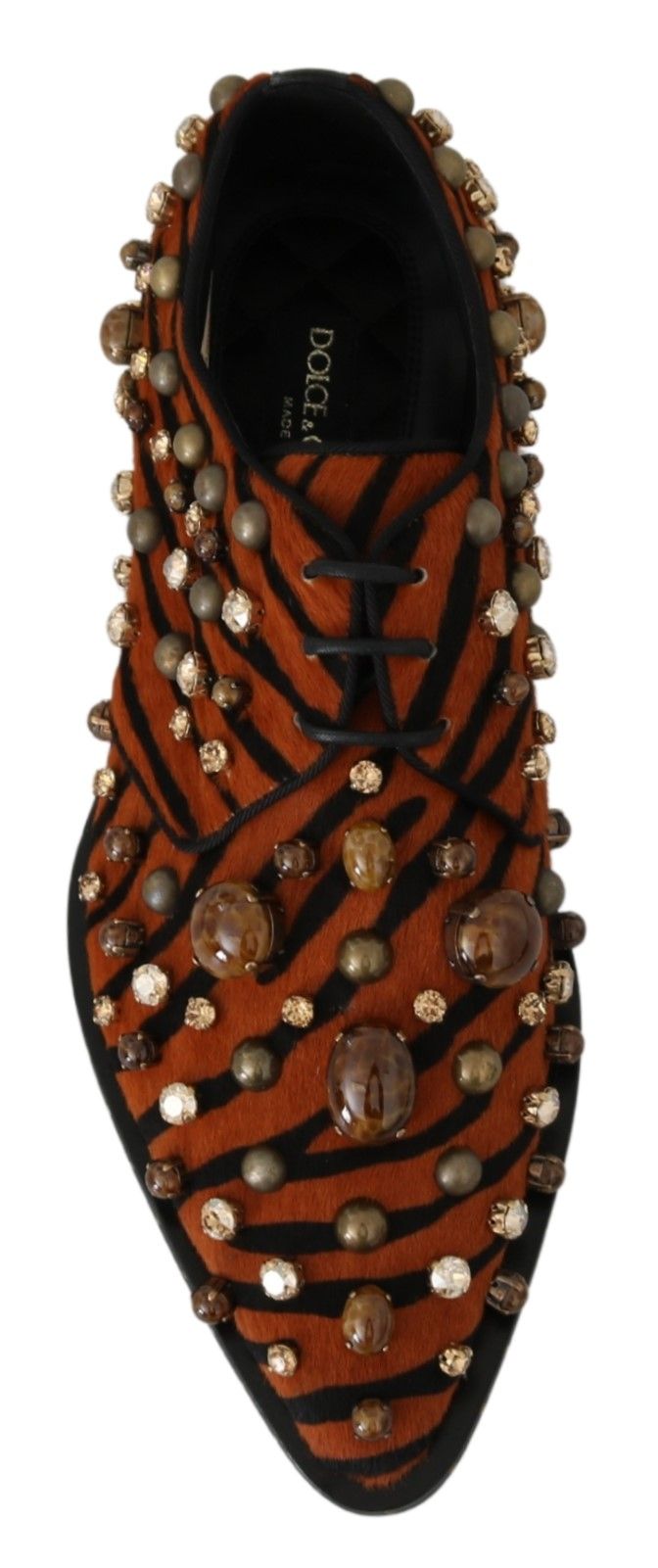 Orange Ponyhaar Kristall Kleid Broque Schuhe