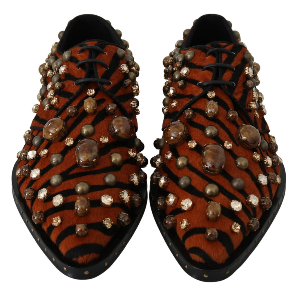 Orange Ponyhaar Kristall Kleid Broque Schuhe