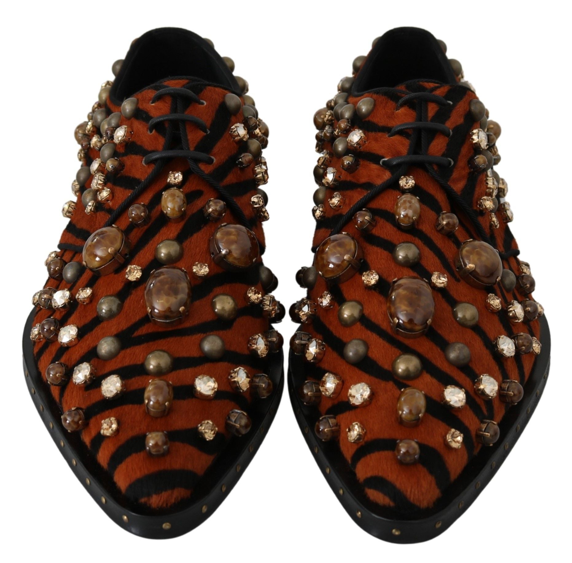 Orange Ponyhaar Kristall Kleid Broque Schuhe
