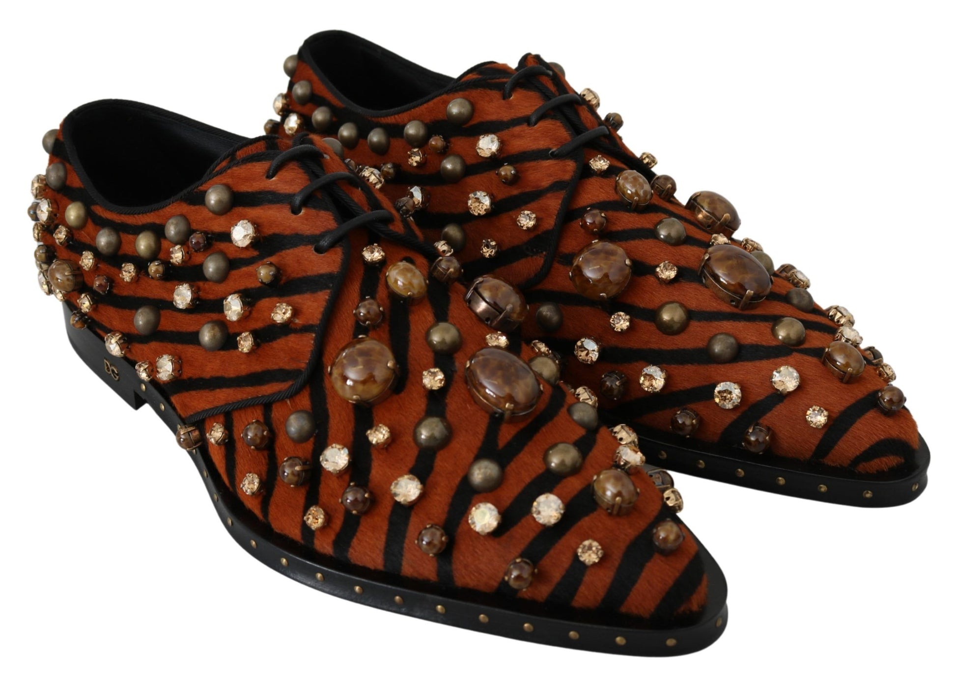 Orange Ponyhaar Kristall Kleid Broque Schuhe