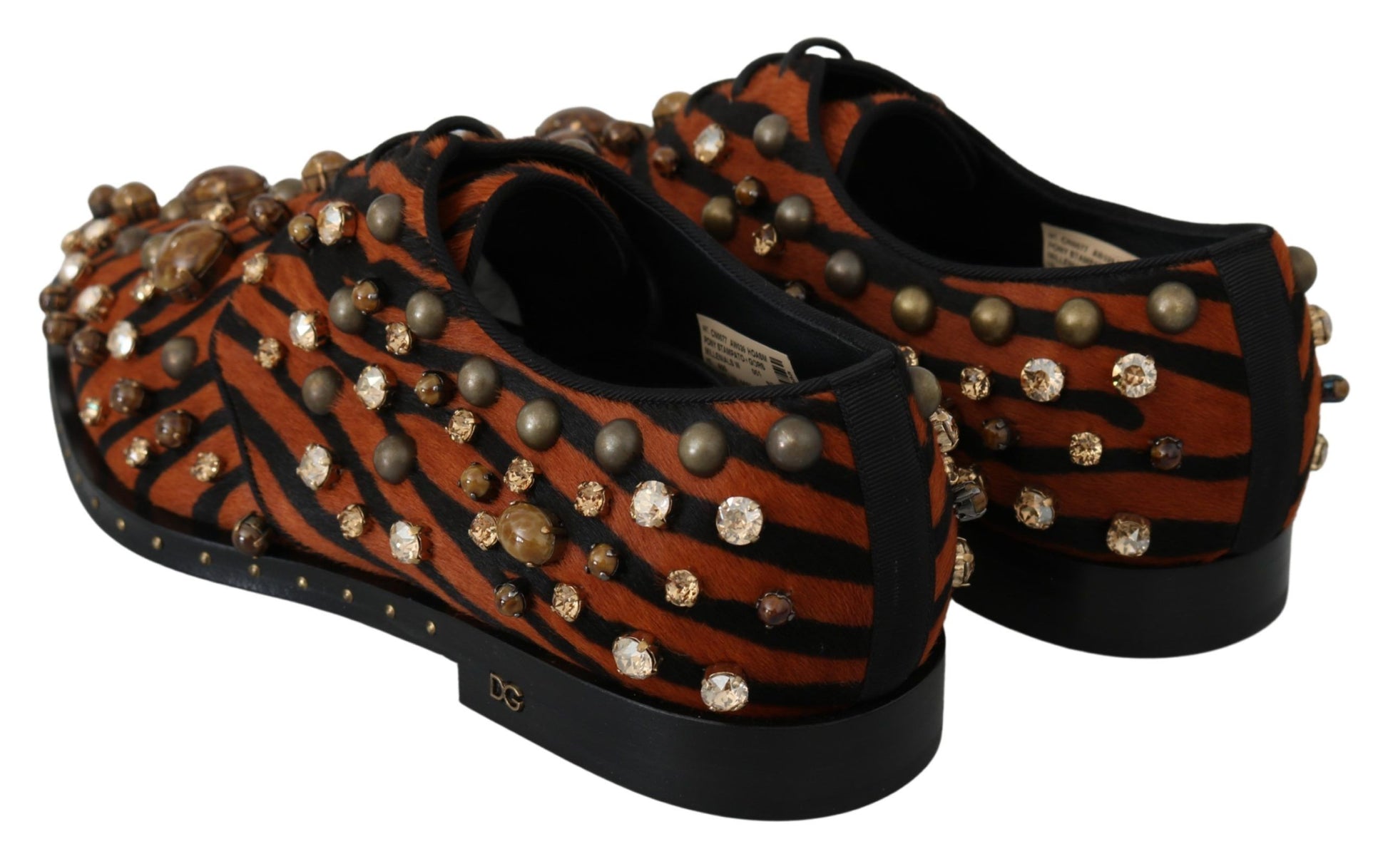 Orange Ponyhaar Kristall Kleid Broque Schuhe