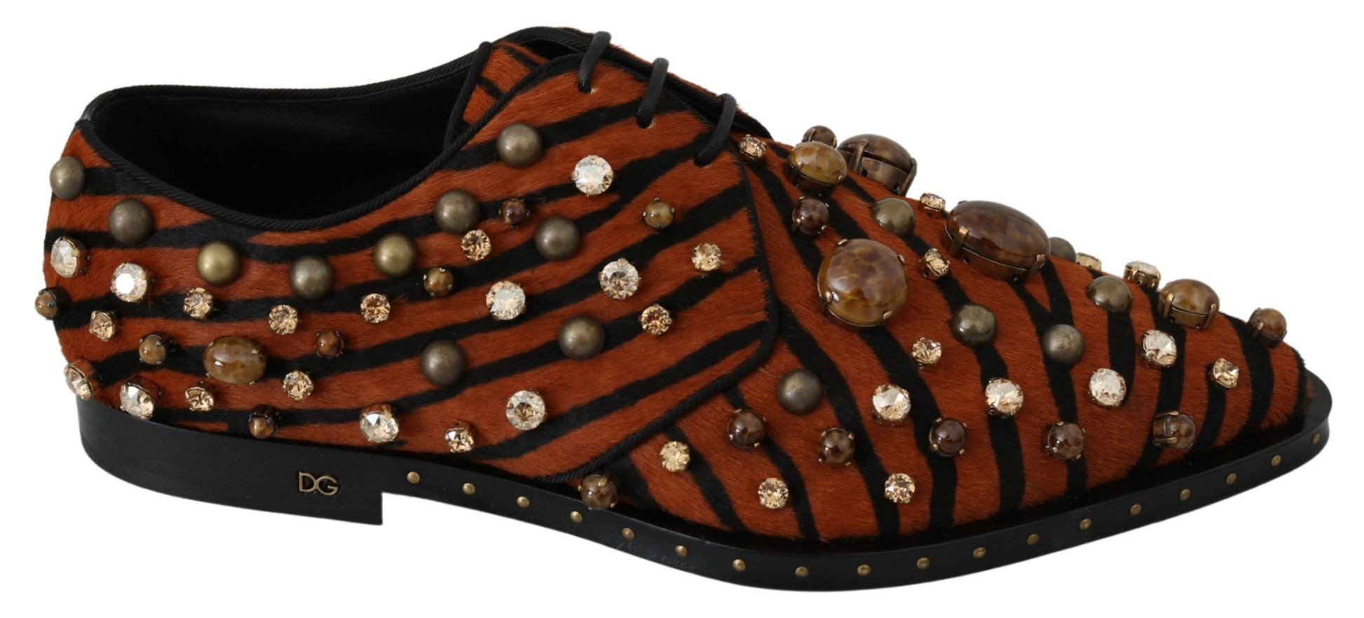 Orange Ponyhaar Kristall Kleid Broque Schuhe
