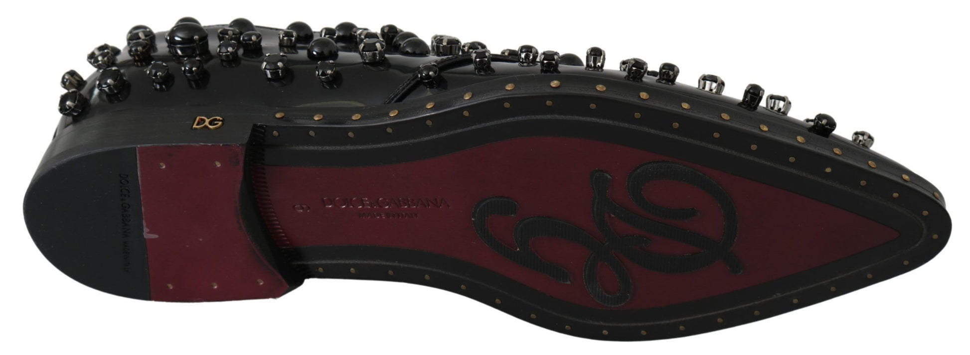Schwarze Broque-Schuhe aus Leder mit Kristallen