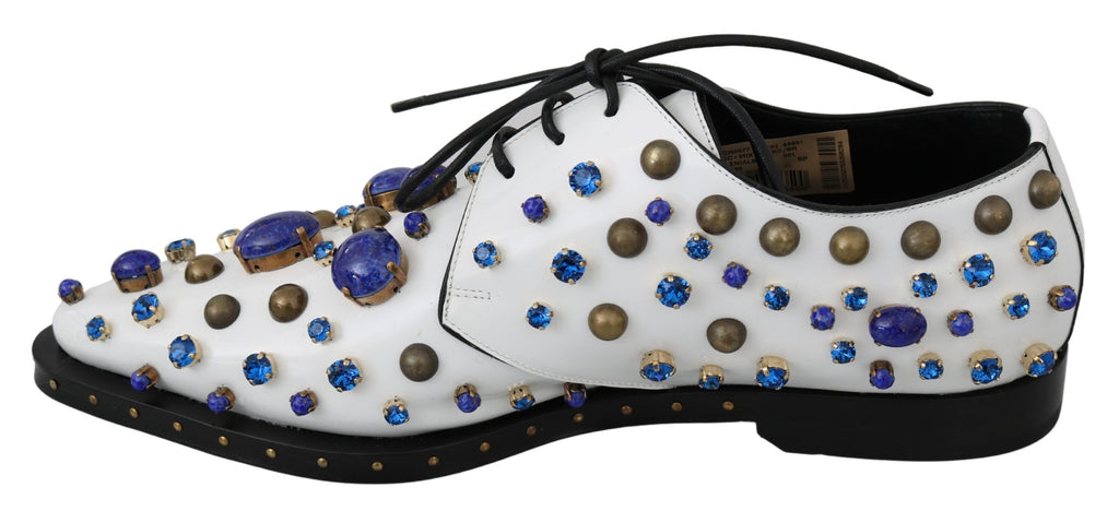 Weiße Broque-Schuhe aus Leder mit Kristallen