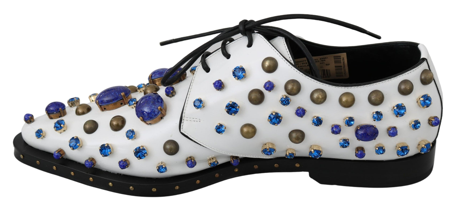 Weiße Broque-Schuhe aus Leder mit Kristallen