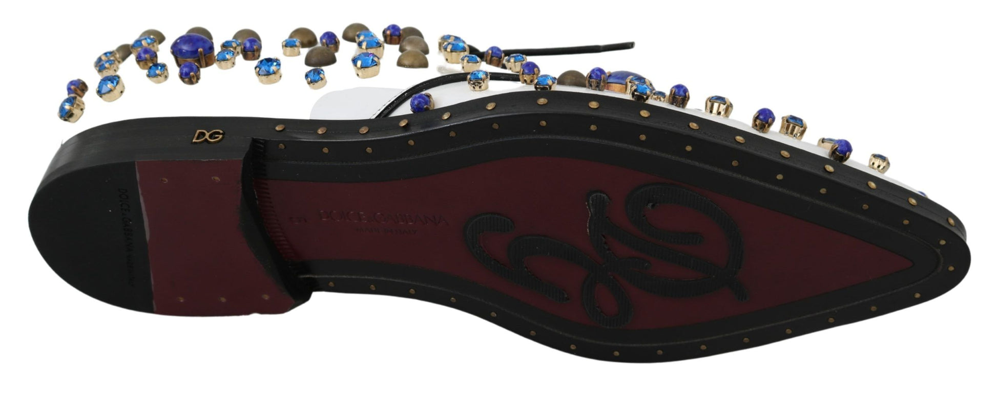 Weiße Broque-Schuhe aus Leder mit Kristallen