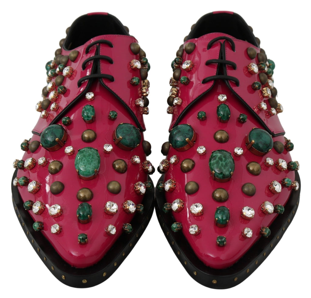 Rosa Broque-Schuhe aus Leder mit Kristallen