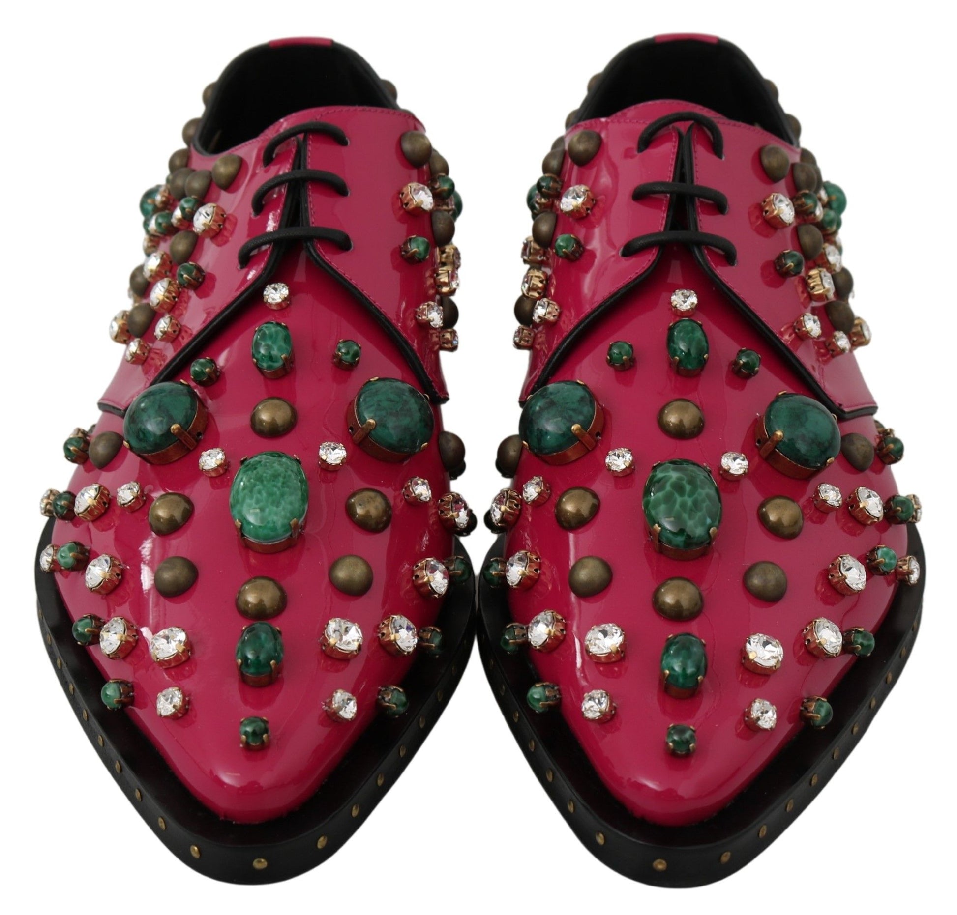Rosa Broque-Schuhe aus Leder mit Kristallen