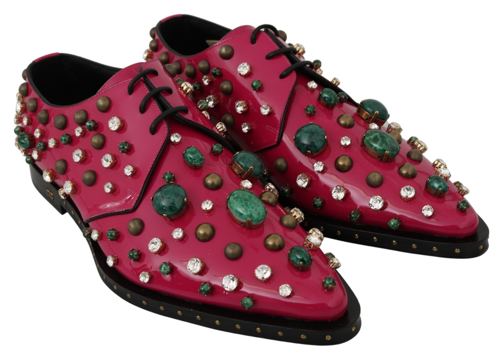Rosa Broque-Schuhe aus Leder mit Kristallen