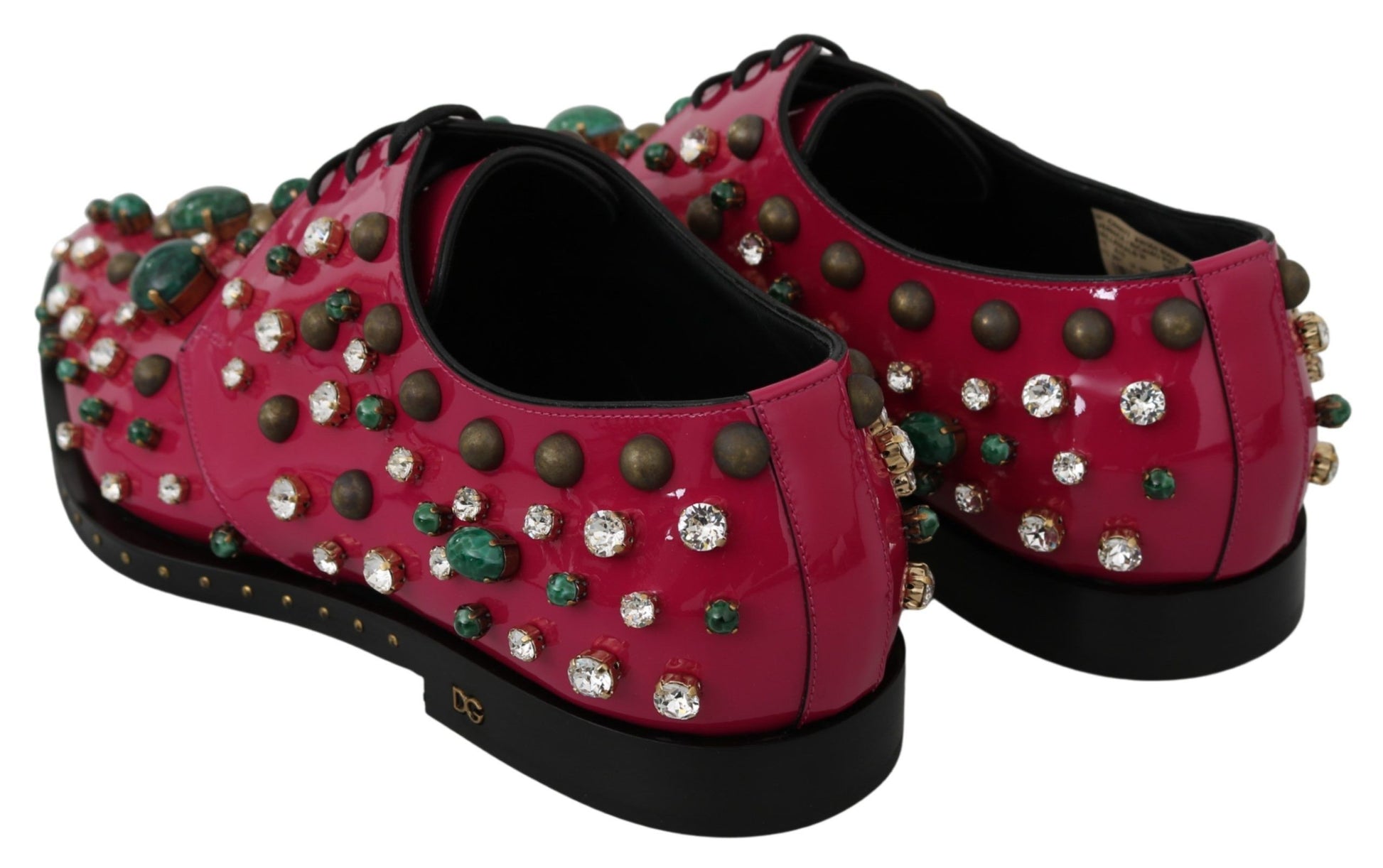 Rosa Broque-Schuhe aus Leder mit Kristallen
