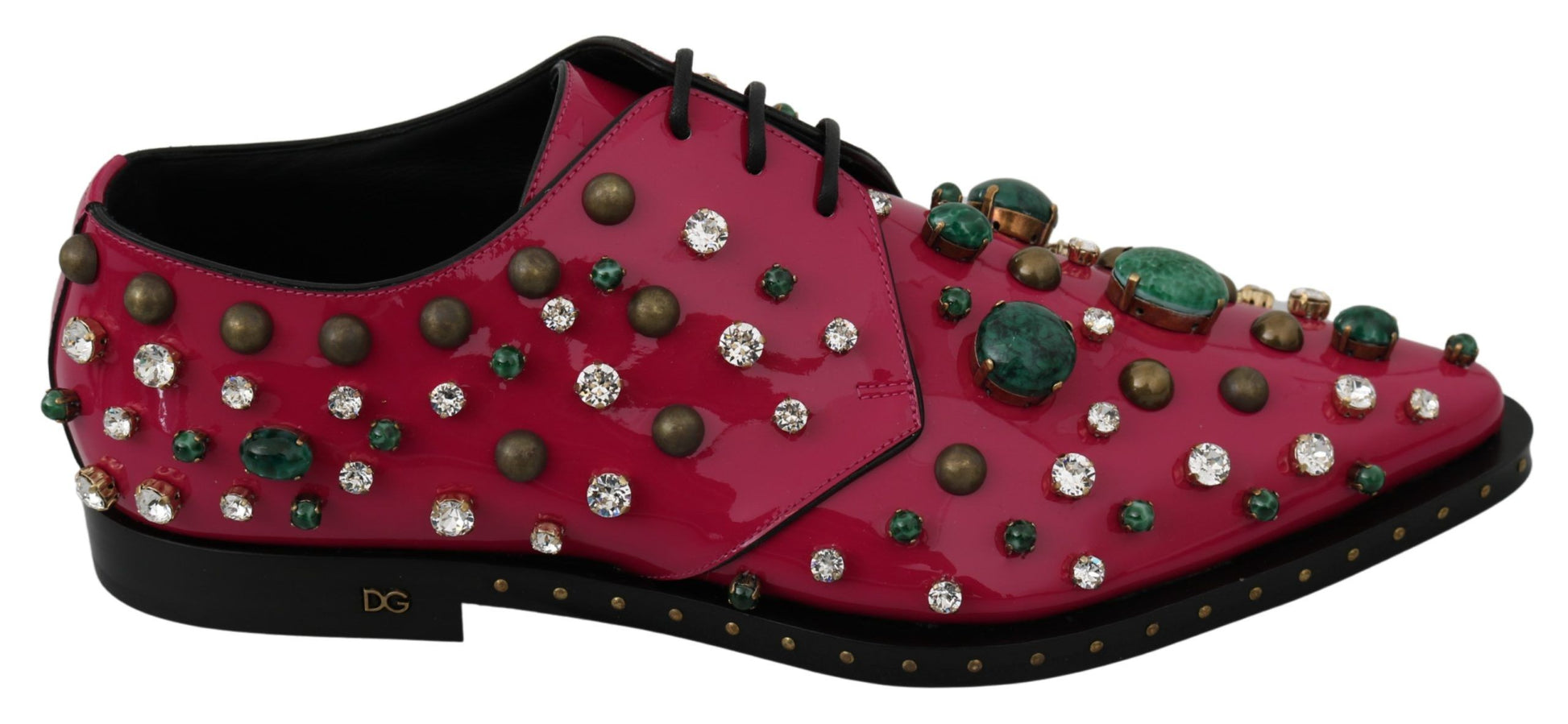 Rosa Broque-Schuhe aus Leder mit Kristallen