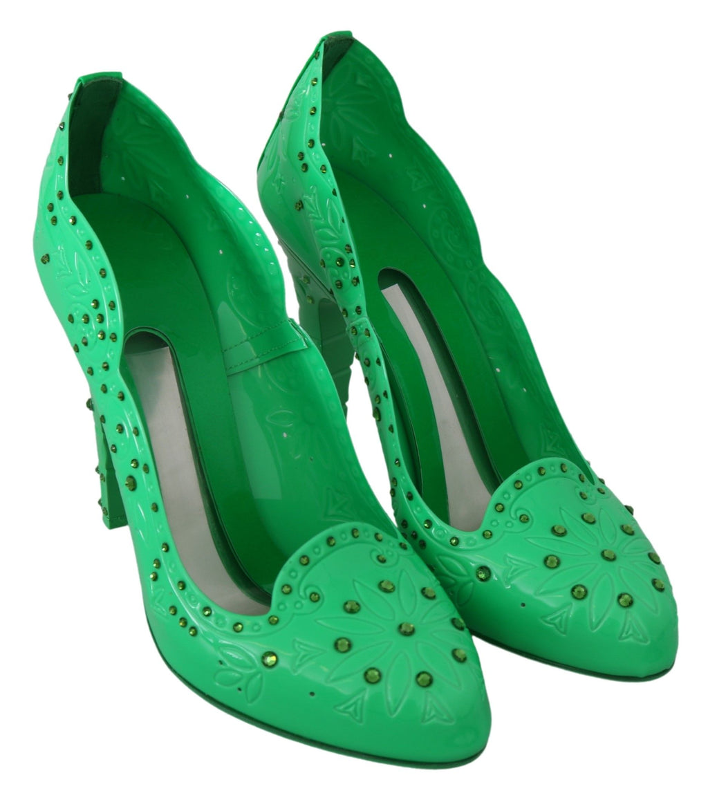 Grüne Kristall Blumen CINDERELLA Heels Schuhe
