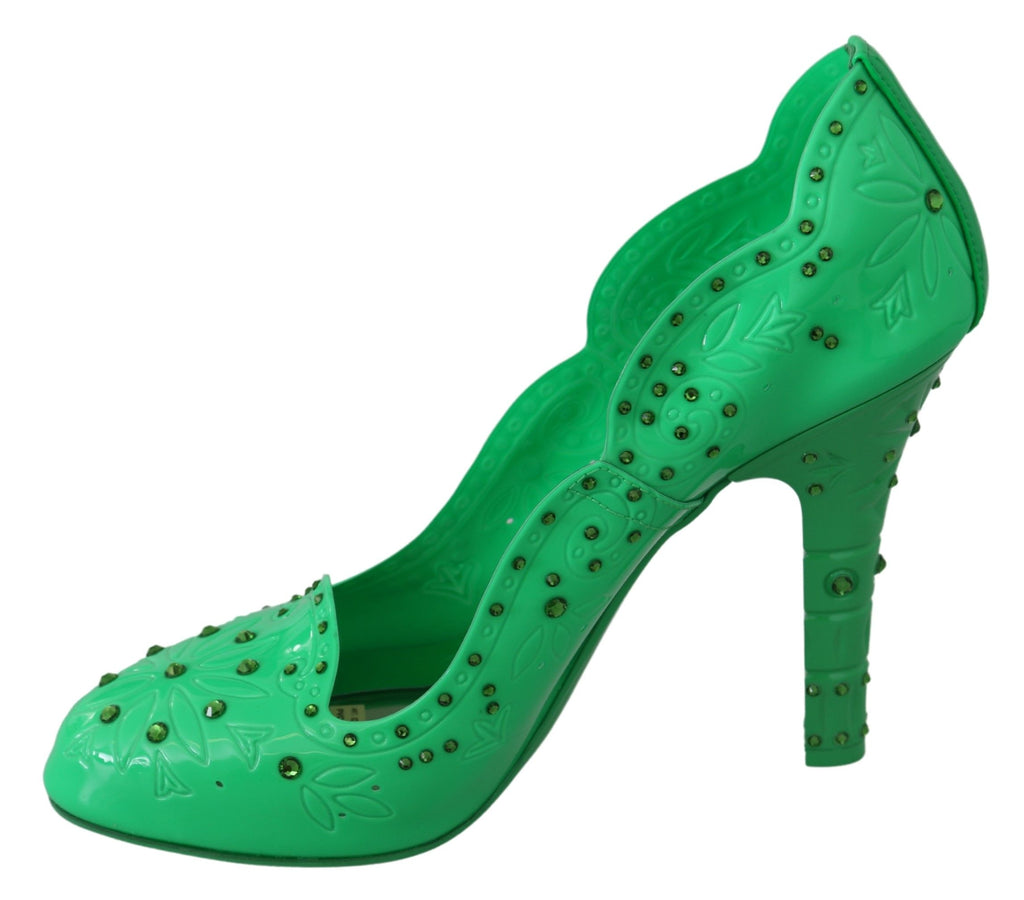 Grüne Kristall Blumen CINDERELLA Heels Schuhe
