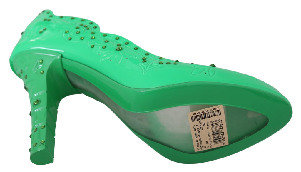 Grüne Kristall Blumen CINDERELLA Heels Schuhe