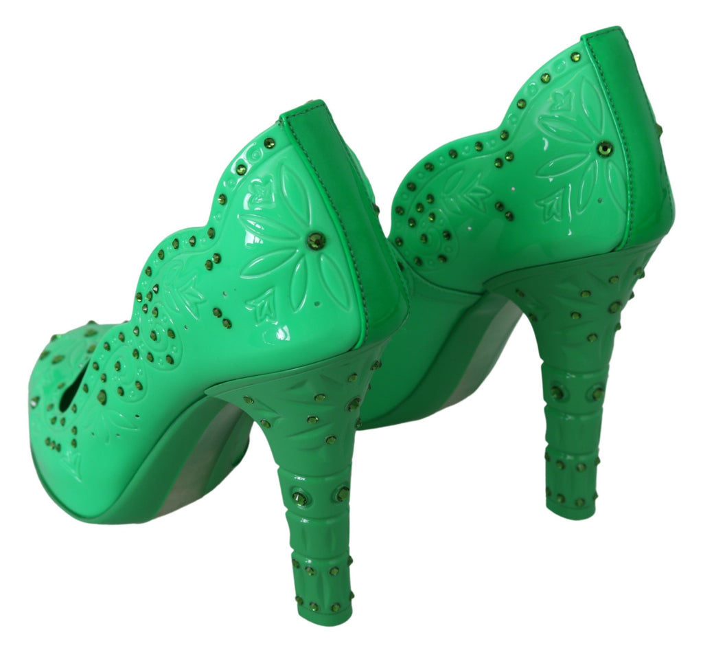 Grüne Kristall Blumen CINDERELLA Heels Schuhe