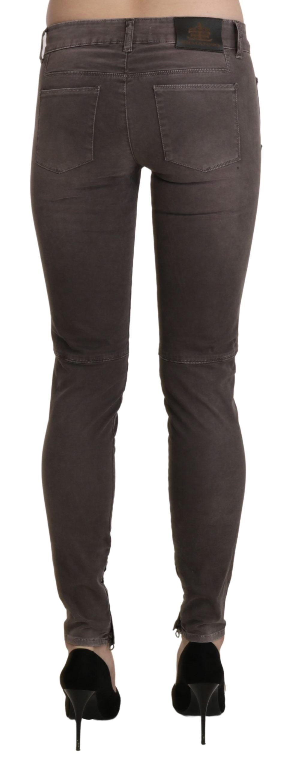 Braune Skinny-Jeans aus Baumwolle mit niedriger Taille
