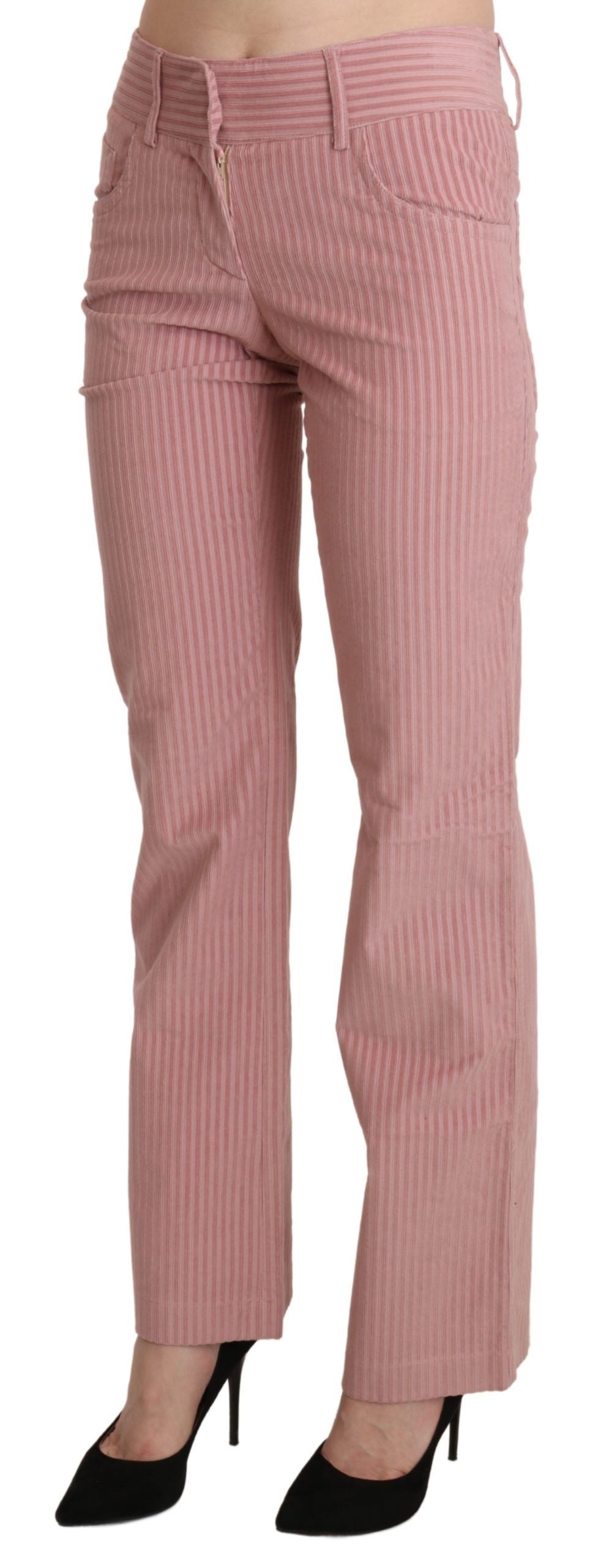 Rosa Baumwollhose mit gerader Taille und mittlerer Taille