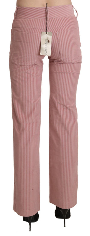 Rosa Baumwollhose mit gerader Taille und mittlerer Taille