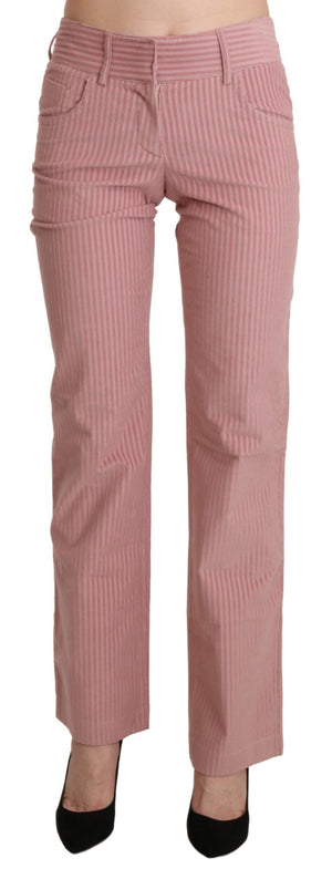 Rosa Baumwollhose mit gerader Taille und mittlerer Taille