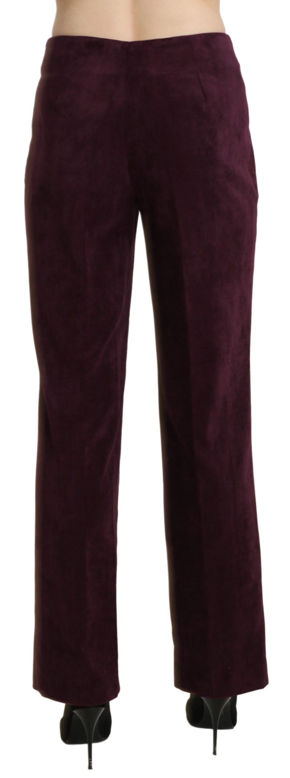Lila Wildlederhose mit hoher Taille und geradem Bein