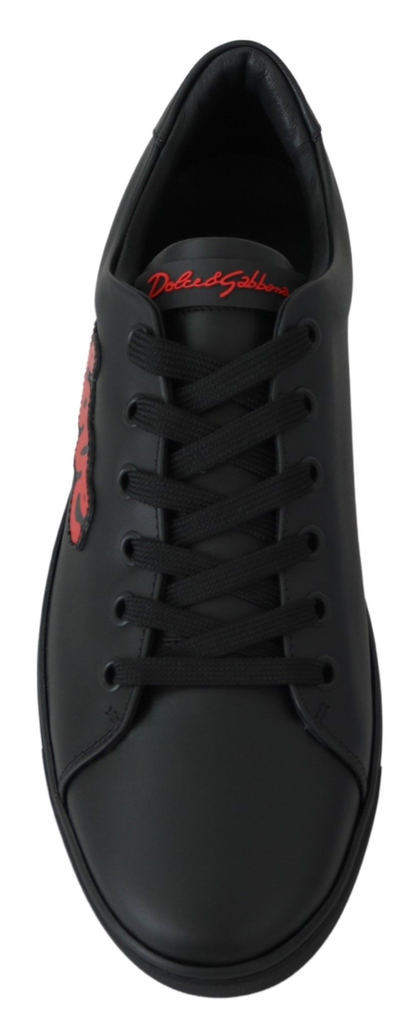 Schwarze Leder Love Heart Sneakers Damenschuhe