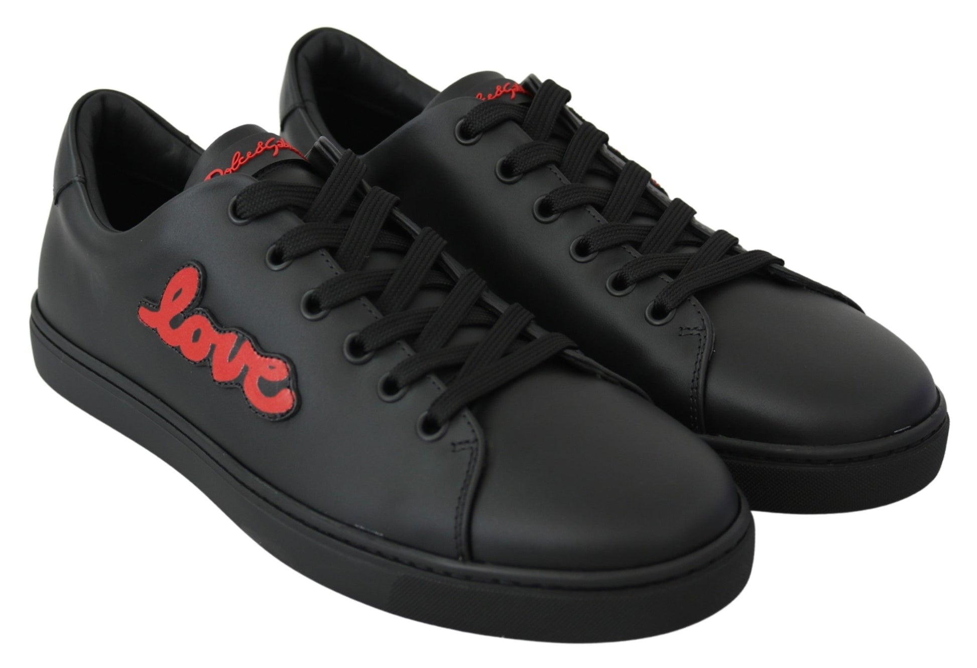 Schwarze Leder Love Heart Sneakers Damenschuhe