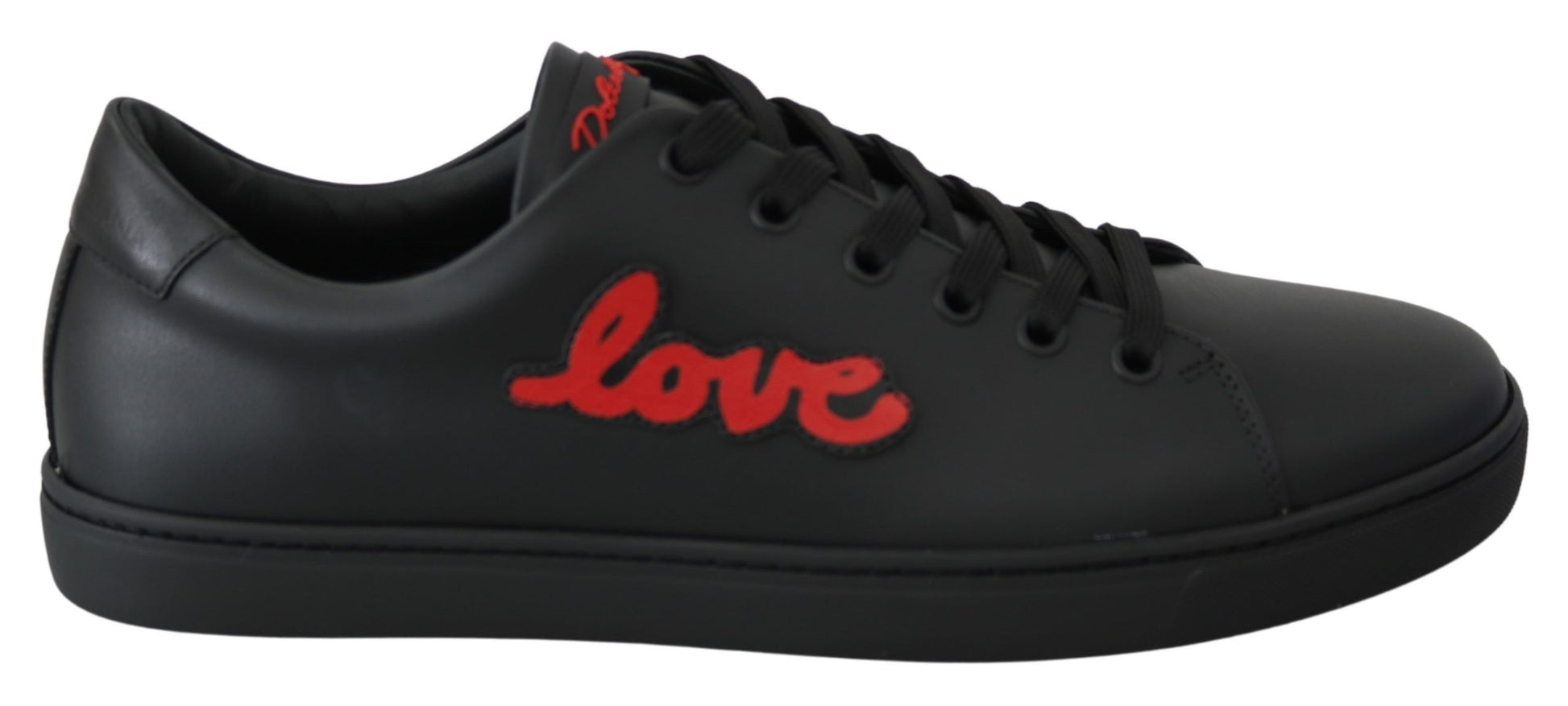 Schwarze Leder Love Heart Sneakers Damenschuhe