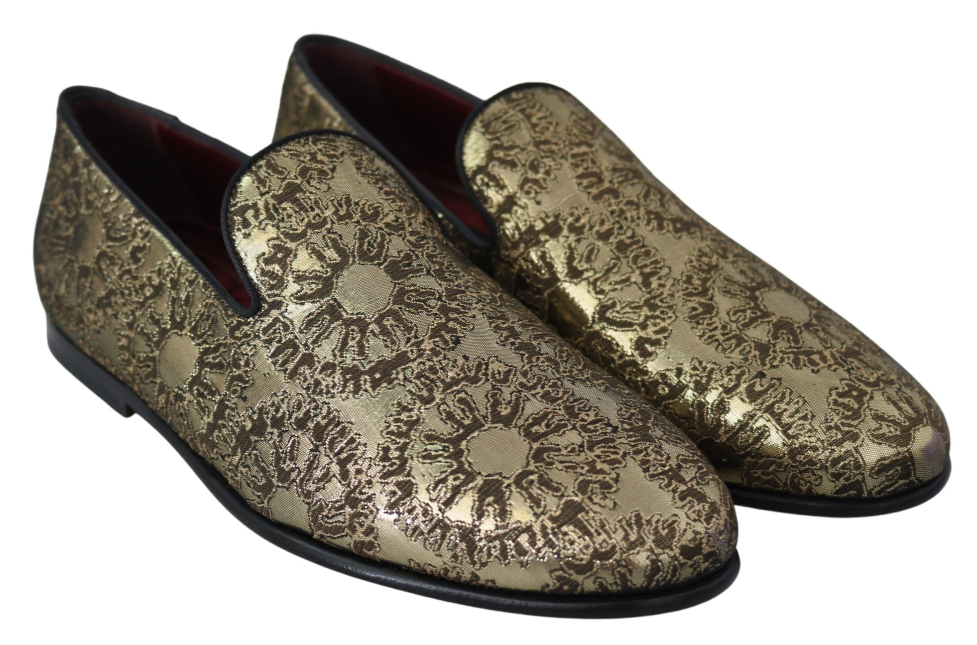 Gold Jacquard Flats Herren Loafer Schuhe