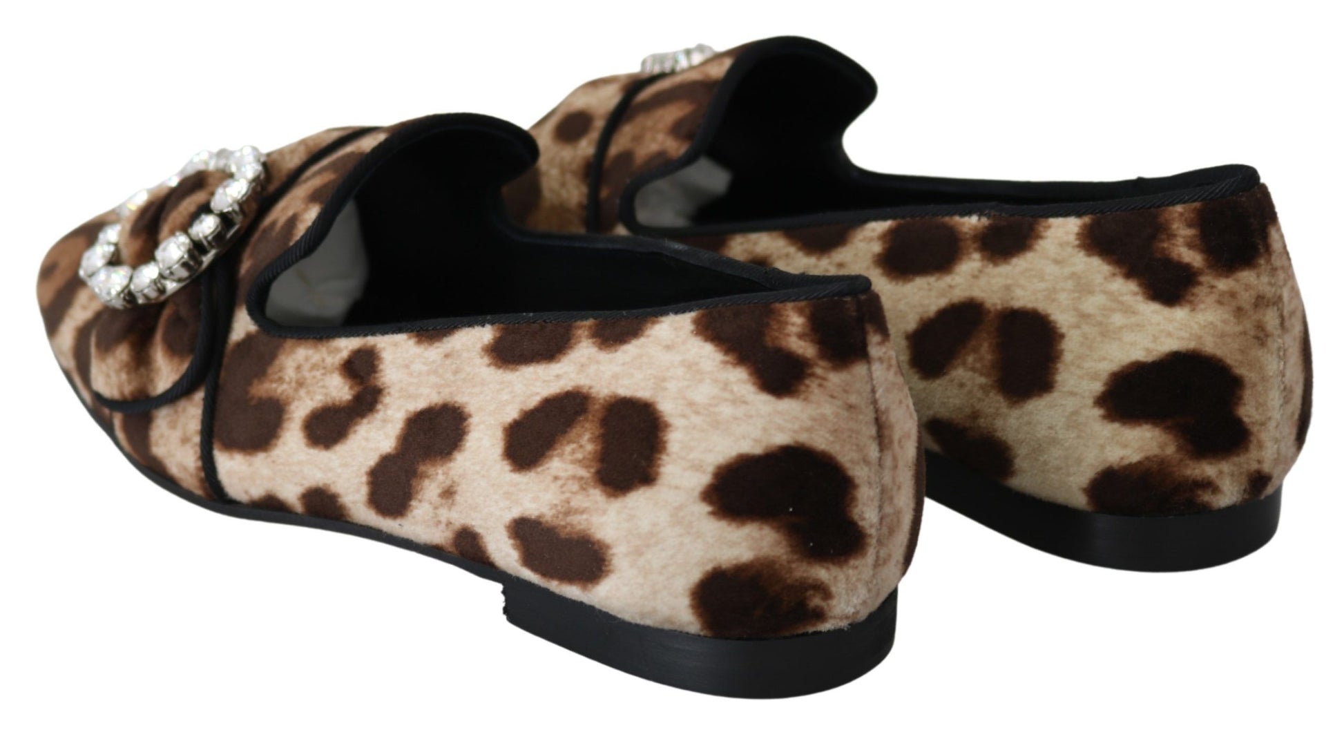 Braune Loafer mit Leopardenmuster und Kristallen