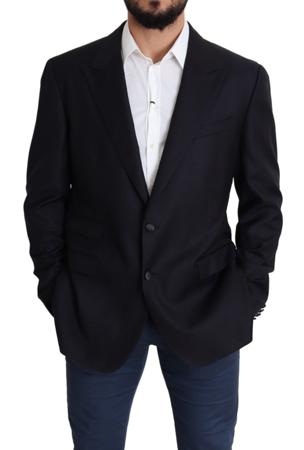 Schwarzer einreihiger Blazer NAPOLI aus Wolle