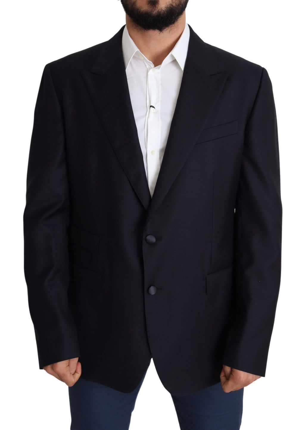 Schwarzer einreihiger Blazer NAPOLI aus Wolle