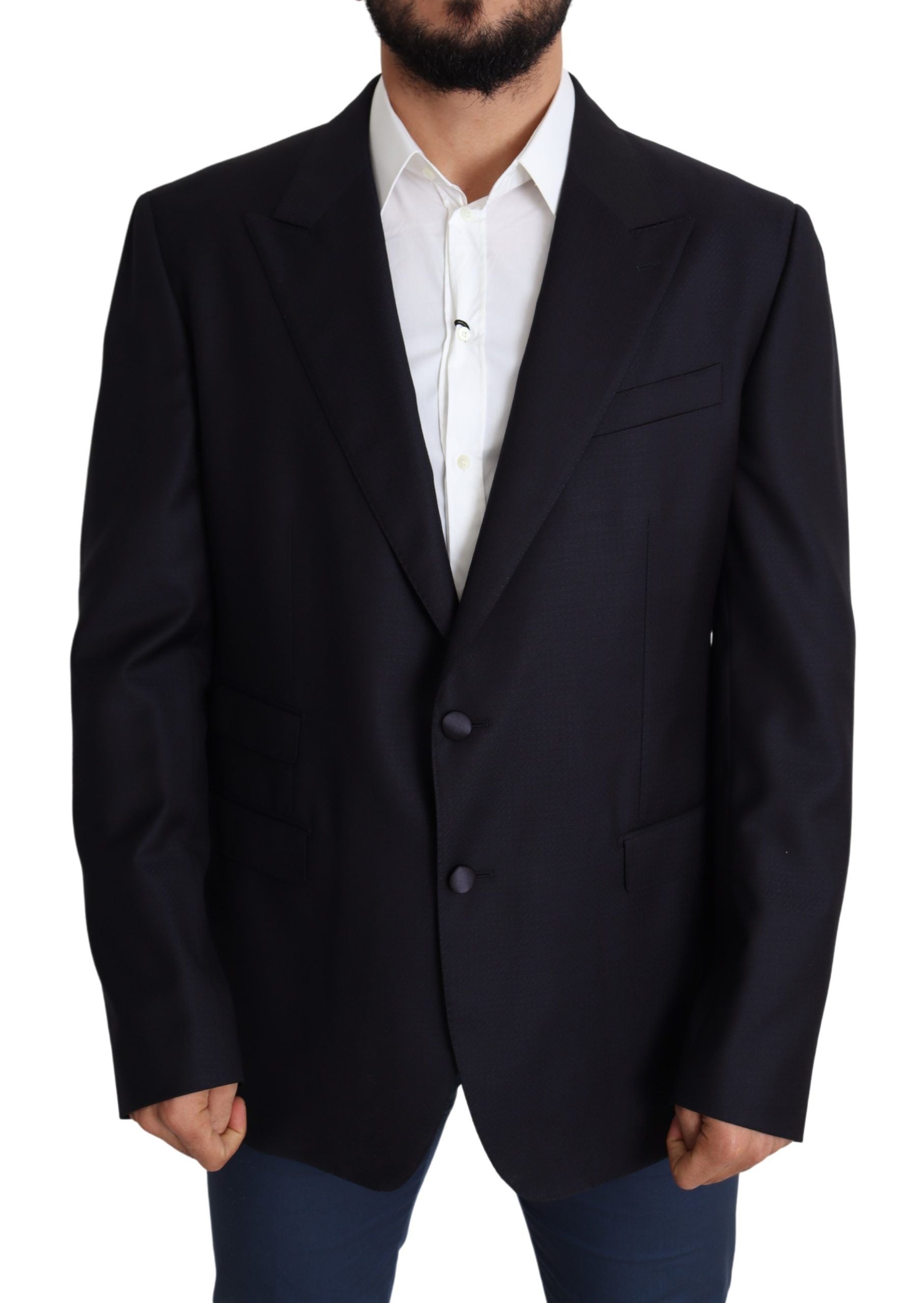 Schwarzer einreihiger Blazer NAPOLI aus Wolle