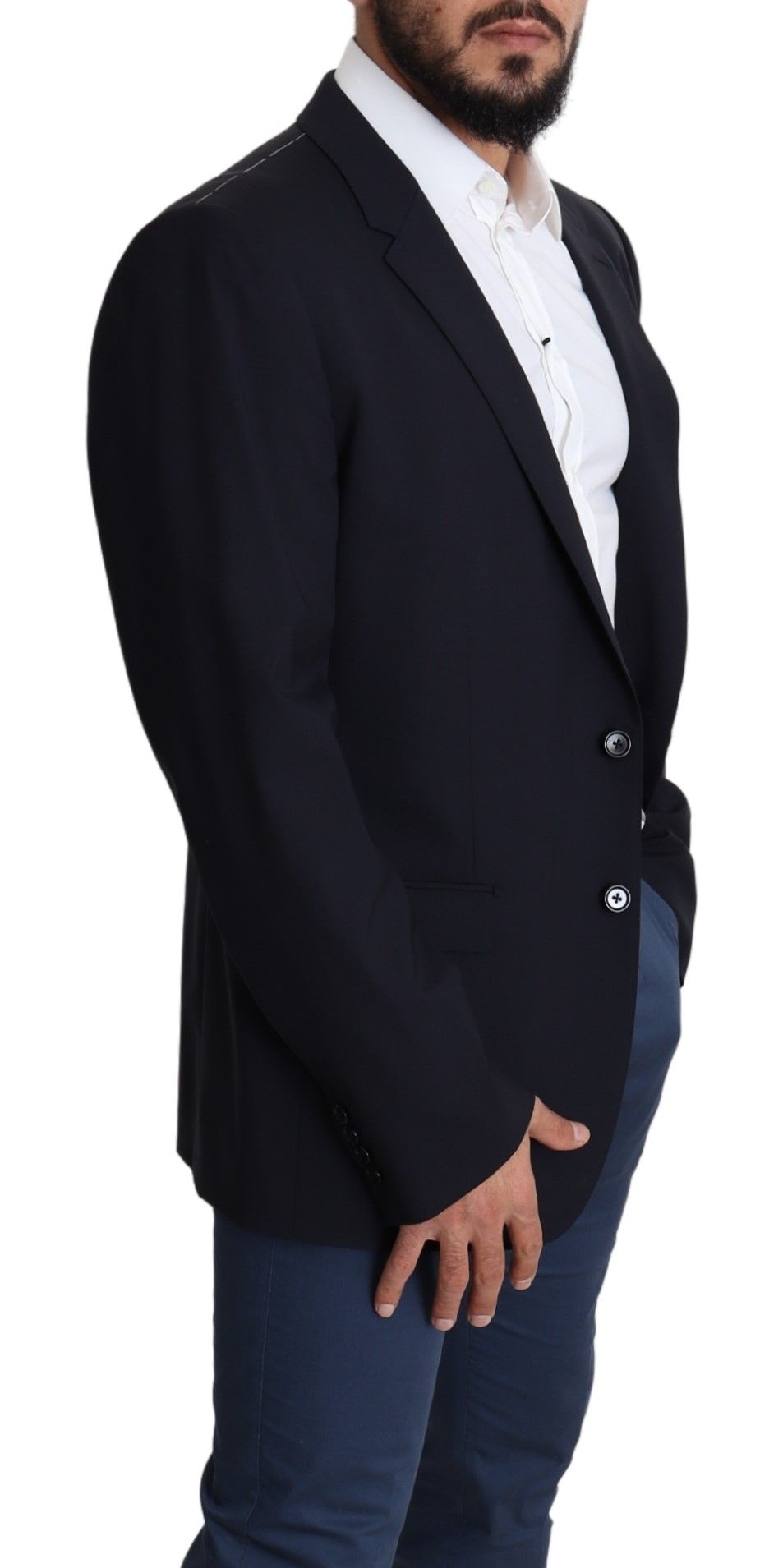 Schwarzer Wollstretch Herrenmantel MARTINI Blazer