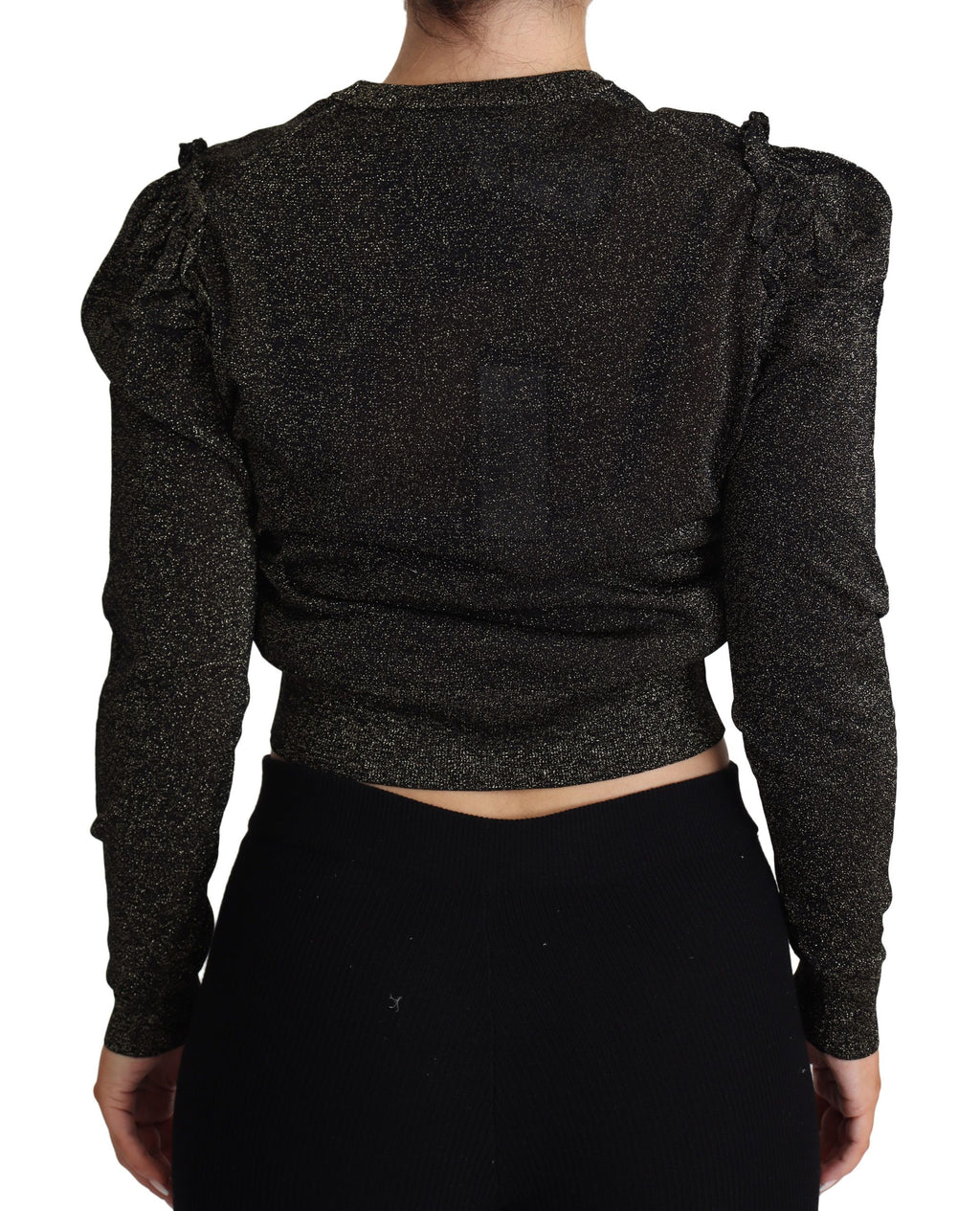 Schwarz-Gold-Kurzpullover für Damen