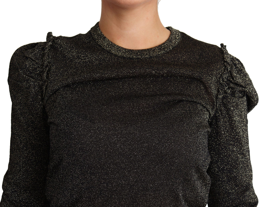 Schwarz-Gold-Kurzpullover für Damen