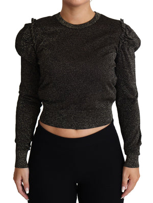 Schwarz-Gold-Kurzpullover für Damen