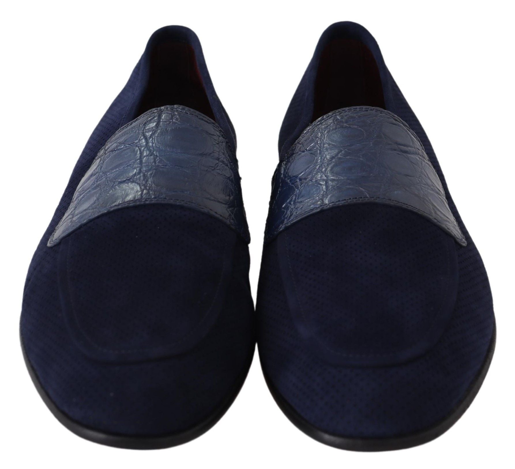 Blaue Wildleder Caiman Loafers Hausschuhe Schuhe