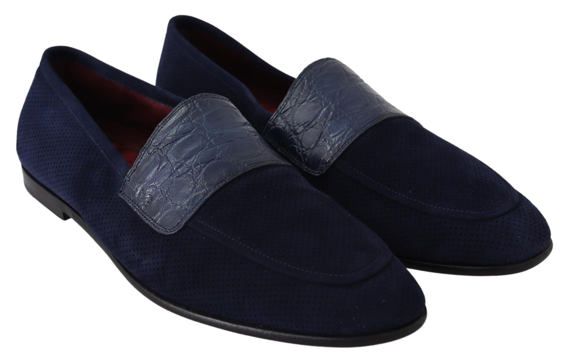 Blaue Wildleder Caiman Loafers Hausschuhe Schuhe