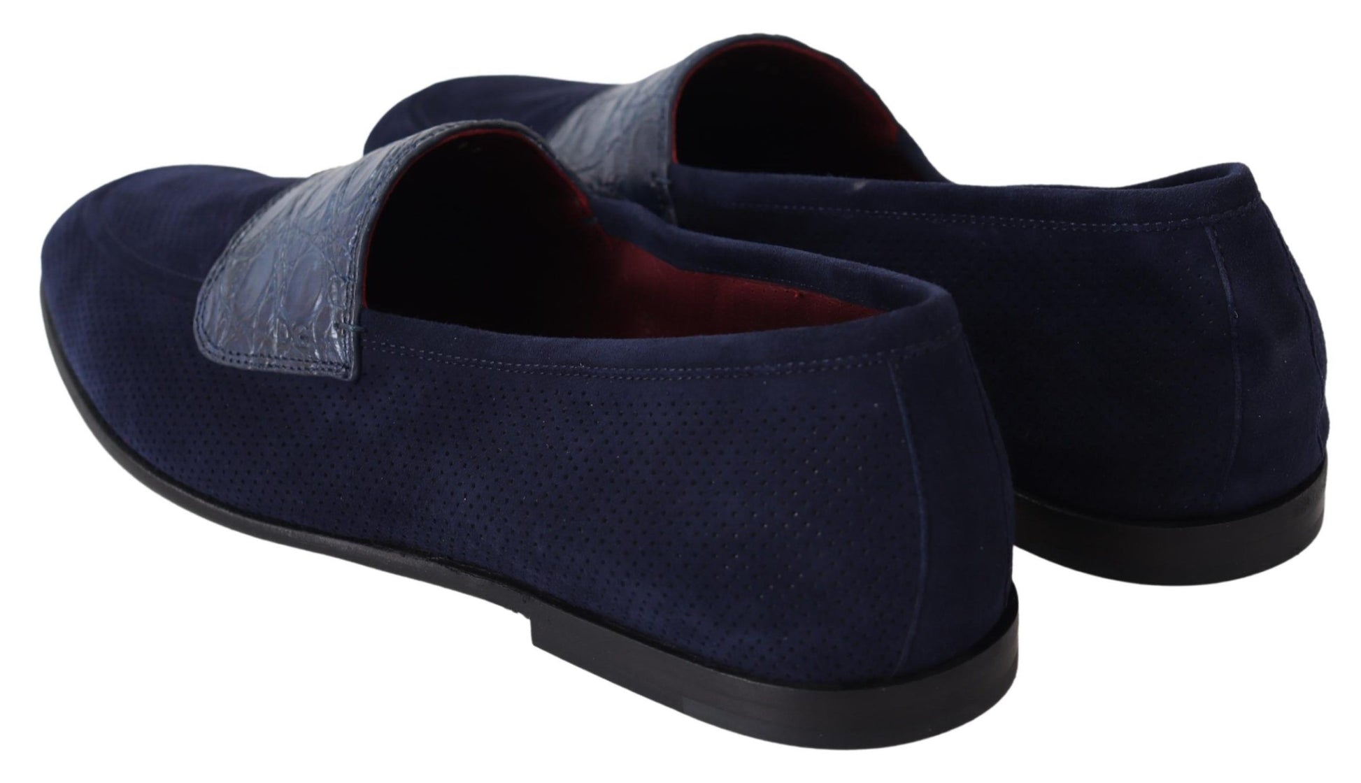 Blaue Wildleder Caiman Loafers Hausschuhe Schuhe