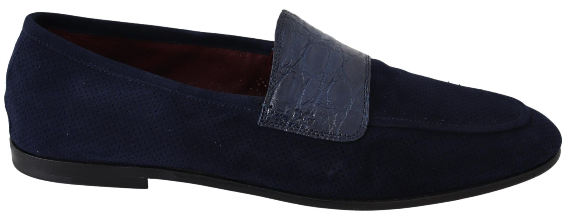 Blaue Wildleder Caiman Loafers Hausschuhe Schuhe