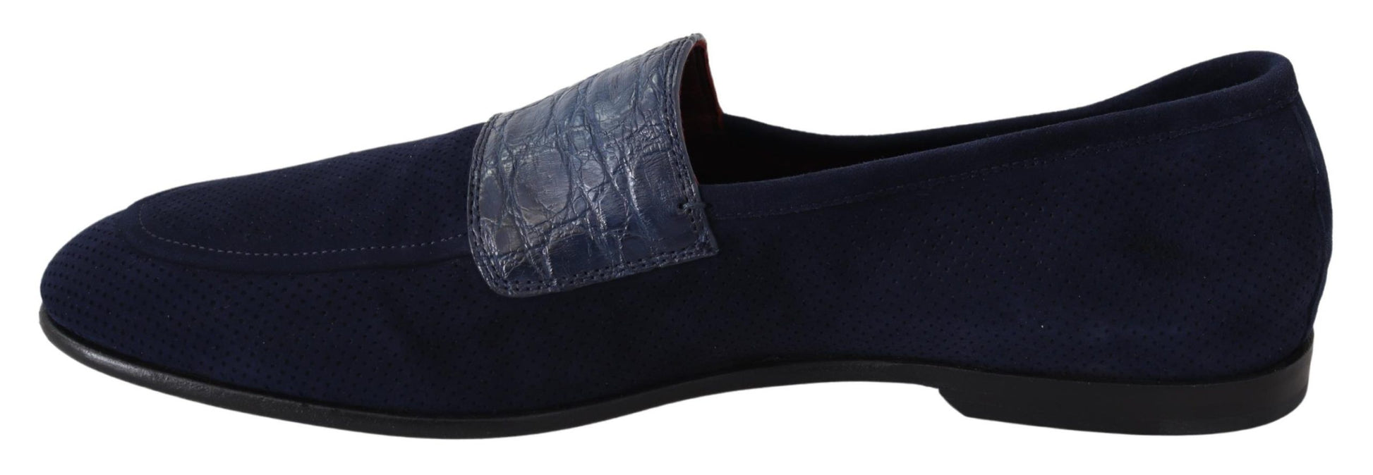 Blaue Wildleder Caiman Loafers Hausschuhe Schuhe