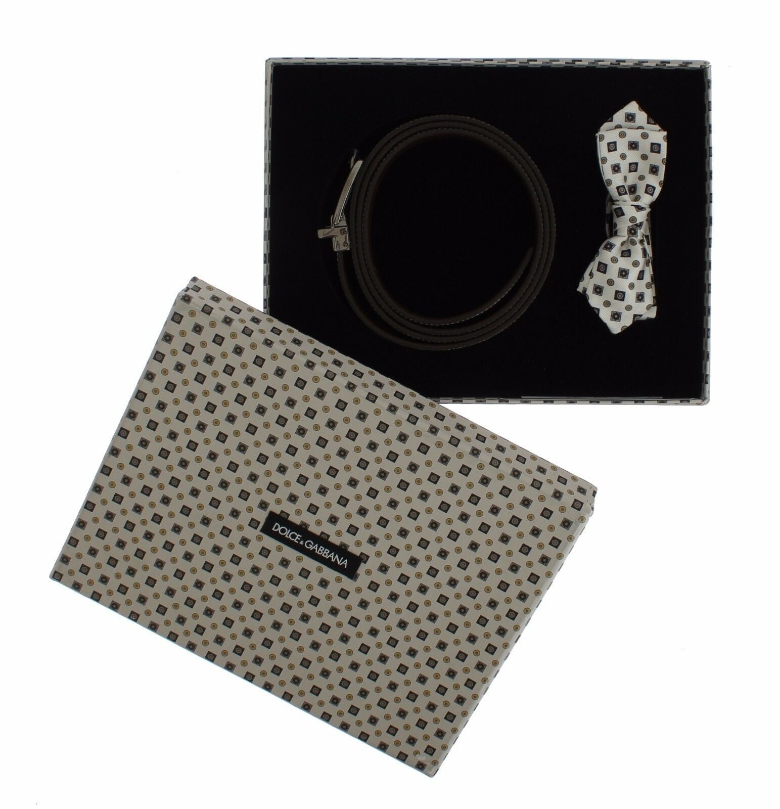 Weiße Seidenfliege aus Leder für Herren, Geschenkbox