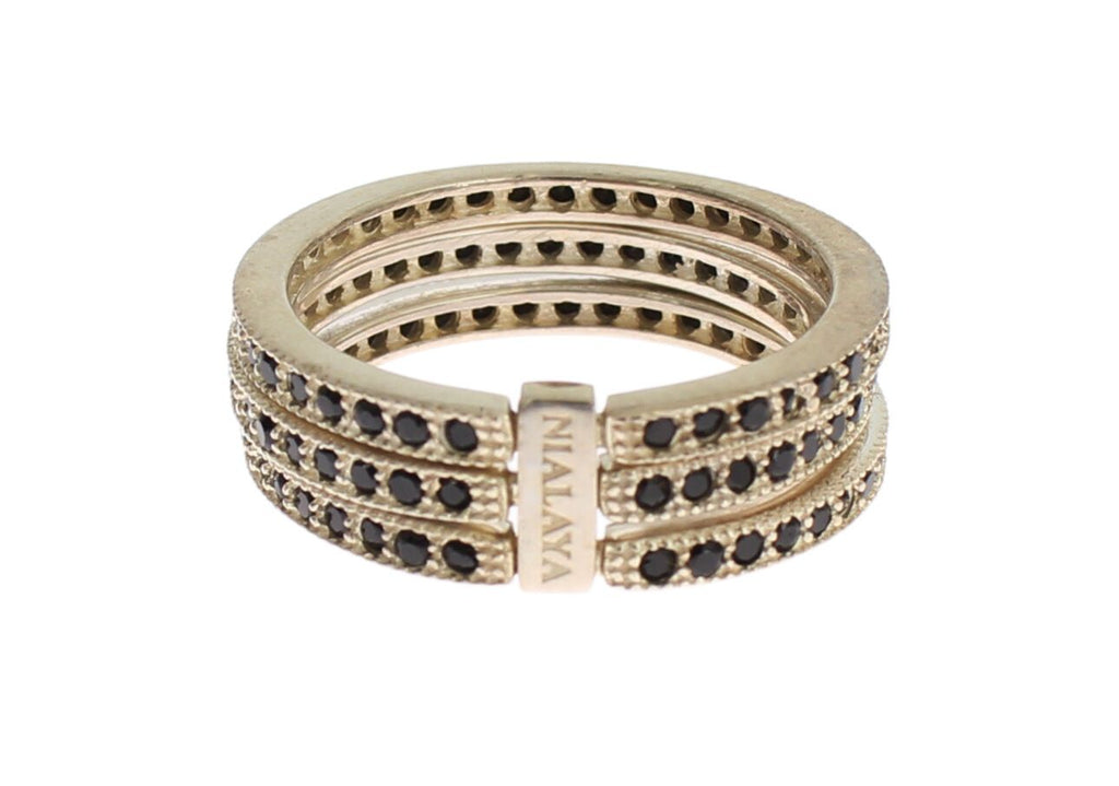 Damenring aus 925er Sterlingsilber mit schwarzem Zirkonia