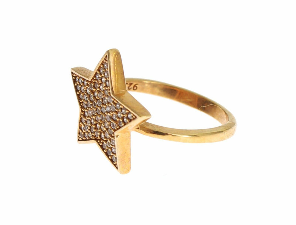 Star Gold 925 Silber Damen Klarer Ring