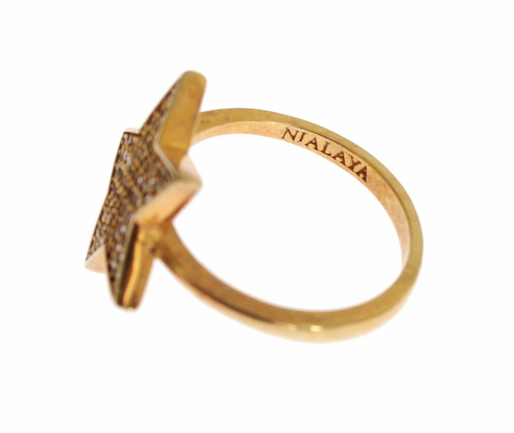 Star Gold 925 Silber Damen Klarer Ring