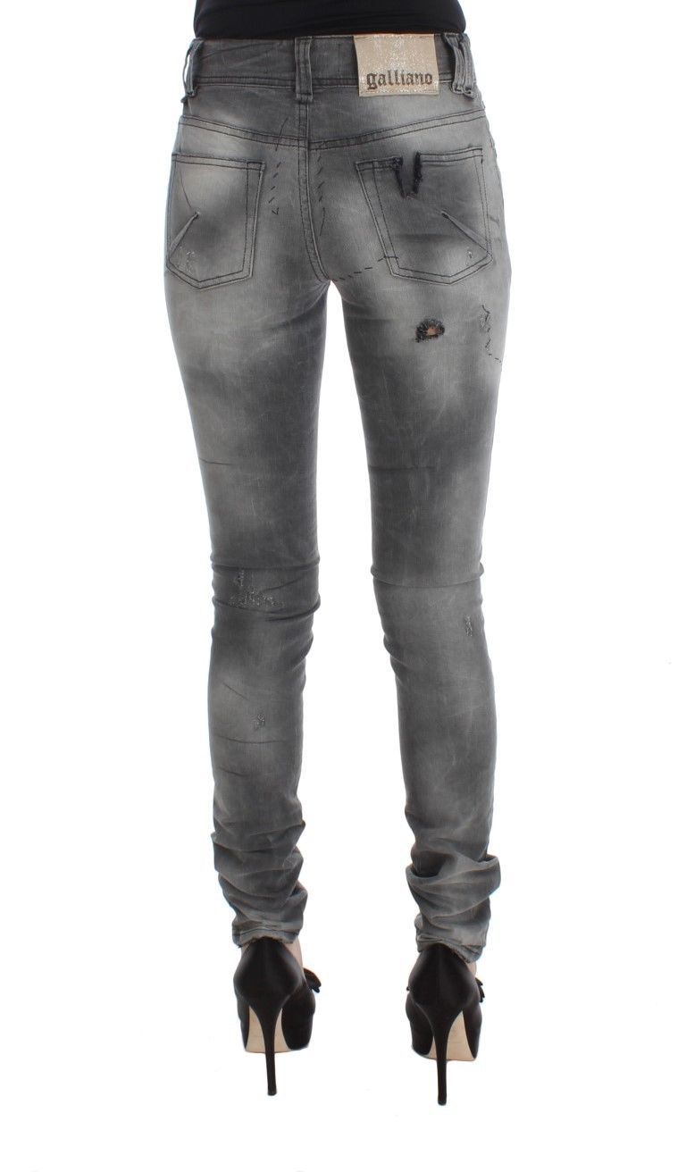 Grau gewaschene Slim Fit Jeanshose aus Baumwollmischung