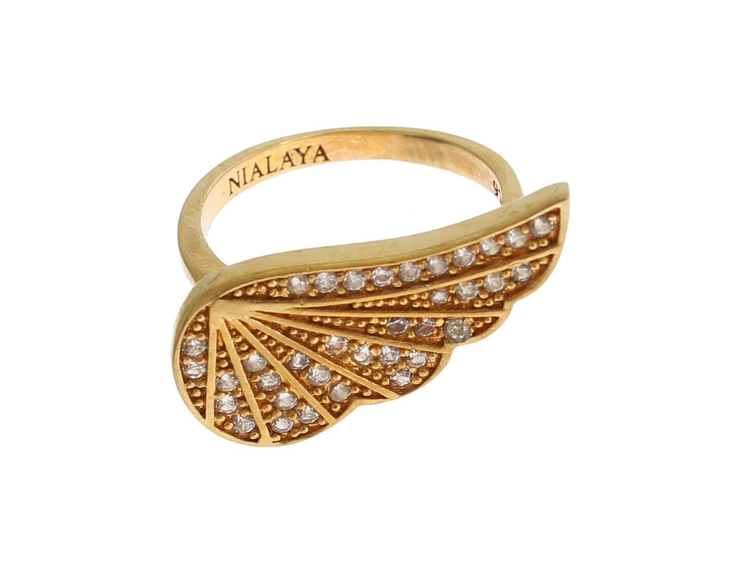 Damen-Ring, Authentischer Goldring aus 925er Silber mit klaren Zirkoniasteinen