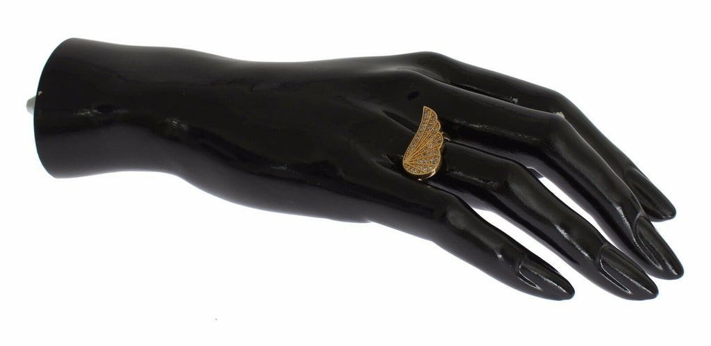 Damen-Ring, Authentischer Goldring aus 925er Silber mit klaren Zirkoniasteinen