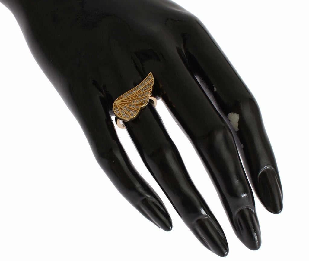 Damen-Ring, Authentischer Goldring aus 925er Silber mit klaren Zirkoniasteinen