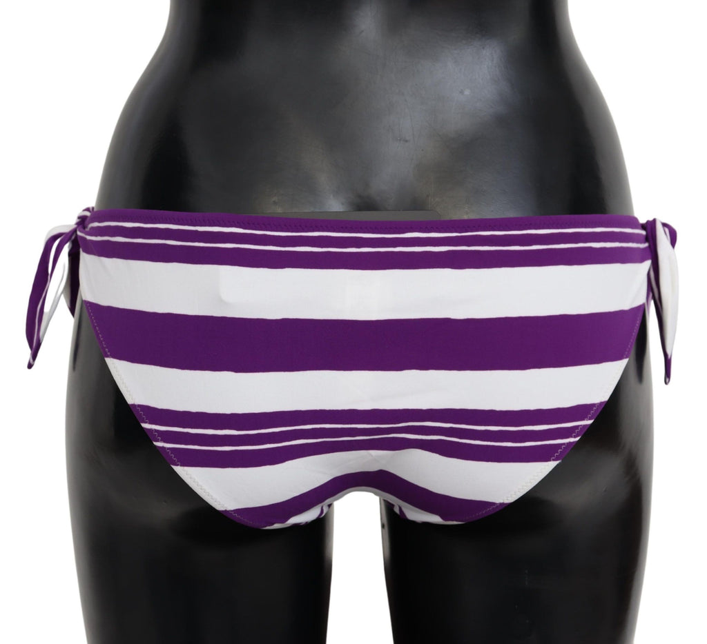 Lila-weiß gestreiftes Beachwear-Bikinioberteil